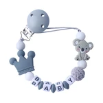 Custom Personalized Name Pacifier Clip Handmade Cartoon Koala Chain Silicone Crown Holder Soother Baby Teething Toy Chew Gift