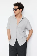 Trendyol Gray Regular Fit Short Sleeve Summer Textured Knitted Shirt