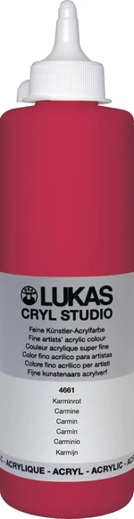 Lukas Cryl Studio Acrylic Paint Plastic Bottle Akrylová barva Carmine 500 ml 1 ks