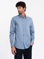 Ombre Men's SLIM FIT shirt in decorative fabric - blue