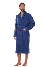 Cotton Long Navy Navy Robe