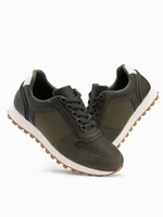 Ombre Patchwork men's sneaker shoes in combined materials - dark olive