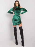 RUE PARIS Dark green velour dress with slit