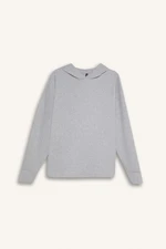 DEFACTO Gray Relax Fit Hooded Casual Basic Plain Sweatshirt