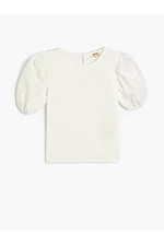 Koton T-Shirt Short Balloon Sleeves Round Neck