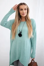 Mint sweater with necklace