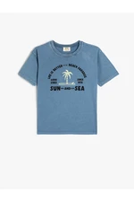 Koton T-Shirt Slogan Printed Summer Themed Short Sleeve Cotton