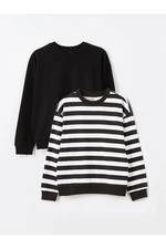 LC Waikiki LCW Kids Black Striped Crew Neck Long Sleeve Girl's Sweatshirt 2-Pack