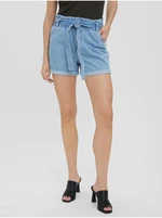 Light blue denim shorts with ties VERO MODA Tamira - Women