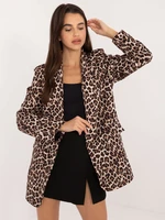 Beige and black blazer with animal print