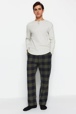 Trendyol Khaki Comfortable Plaid Woven Pajama Bottoms