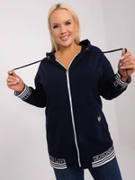 Navy blue plus size zip-up sweatshirt