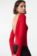 Trendyol Red Soft Fabric Backless Fitted Stretchy Knitted Blouse