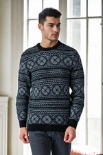 30565 Dewberry Patterned Mens Sweater-BLACK