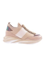 DGN 222-23y Women's Strech Detailed Crystal Stone Sneakers Shoes Nude