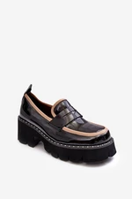 Leather women's moccasins D&A Black