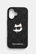 Obal na telefon Karl Lagerfeld iPhone 16 6.1 černá barva, KLHCP16SPGKLCHPK