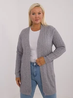 Šedý kardigan bez zapínání plus size