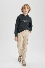 DEFACTO Boy's Cargo Pocket Waist Tie Elastic Leg Jogger Gabardine Trousers