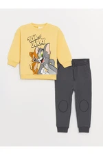 LC Waikiki Crew Neck Tom & Jerry Printed Baby Boy Sweatshirt and Sweatpants Set