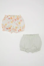 DEFACTO Baby Girl Floral Combed Cotton 2-Pack Shorts