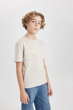 DEFACTO Boys' Crew Neck Printed Short Sleeve T-Shirt