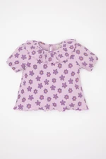 DEFACTO Baby Girl Floral Waffle Short Sleeve T-Shirt