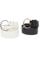 Basic PU Belt 2-Pack Cream + Black