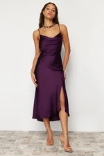 Trendyol Purple Lined Woven Satin Evening Dress