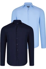 DUAL SET G726 DEWBERRY MENS SHIRTS-NAVY BLUE-BLUE