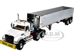 Mack Granite MP Tandem-Axle Day Cab with East Genesis End Dump Trailer White and Chrome 1/50 Diecast Model by First Gear