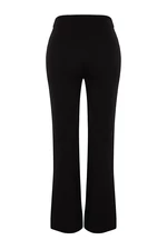 Trendyol Black Premium s vysokým pásom rovné/rovné rebrované nohavice