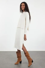 Trendyol Stone Midi Knitted Sweater-Dress Set