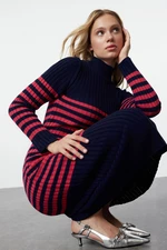 Trendyol Navy Blue Maxi Knitwear Striped Dress