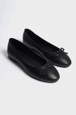 Capone Outfitters Women's Genuine Leather Bow Round Toe Flats