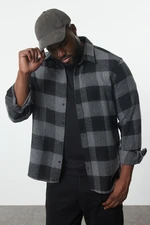 Trendyol Large Size Black Winter Checkered Lumberjack Shirt