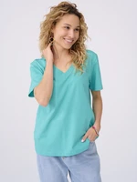 Turquoise V-neck blouse Blue Shadow