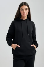 DEFACTO Relax Fit Hooded Thick Basic Sweatshirt