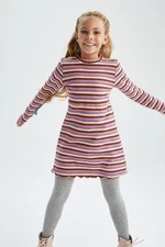 DEFACTO Girl's Striped Long Sleeve Ribbed Camisole Dress