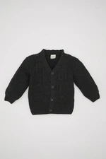 DEFACTO Baby Boy Black V Neck Buttoned Knitted Cardigan