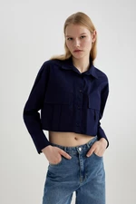 DEFACTO Crop Basic Poplin Basic Long Sleeve Shirt