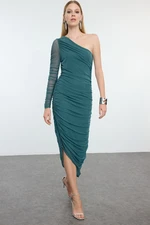 Trendyol Emerald Green Fitted Knitted Dress