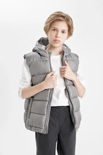 DEFACTO Boy's Water Repellent Hooded Zippered Puffer Vest