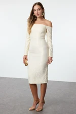 Trendyol Gold Carmen Collar Woven Dress