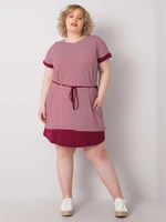 Burgundy and white striped dress in plus size Jianna