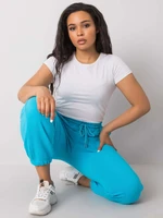 Plus Size Blue Cotton Sweatpants