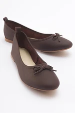 LuviShoes 01 Brown Skin Genuine Leather Women's Flat Shoes.