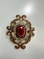 Brooch XZ459-107 gold + red