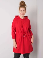 Long red hoodie with a larger size