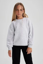 DEFACTO Girl Relax Fit Gray Crew Neck School Sweatshirt